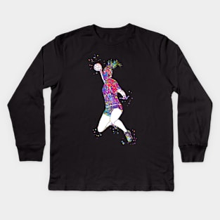 Handball Player Girl Hits The Ball Kids Long Sleeve T-Shirt